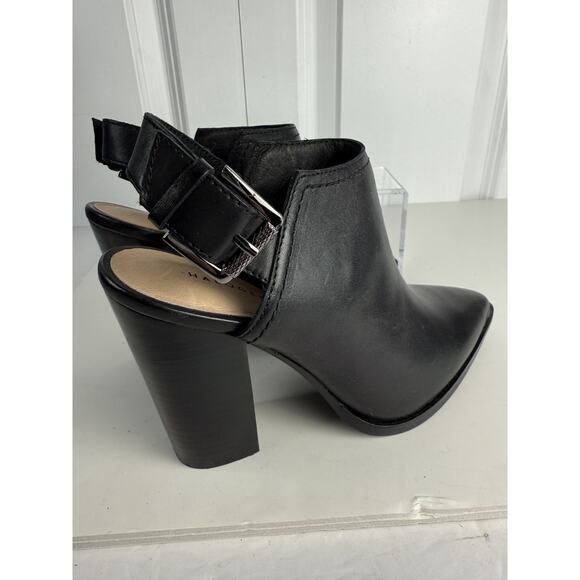 Halogen Black Leather Pointy Toe Slingback Booties/Mules 5 NWOB - Picture 6 of 8
